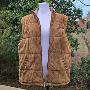 Suede Lamb Leather Vest Reserve Patrick James XXL Brown Full Zip Puffer Pockets